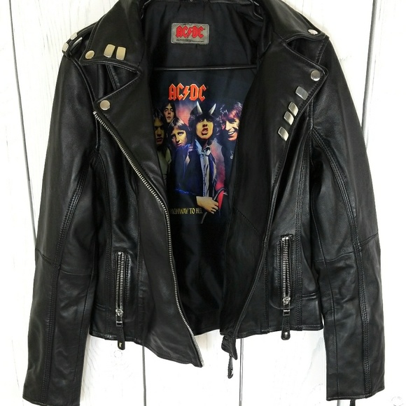 Ac Dc Jackets Coats Acdc Highway To Hell Jacket Leather Black Poshmark